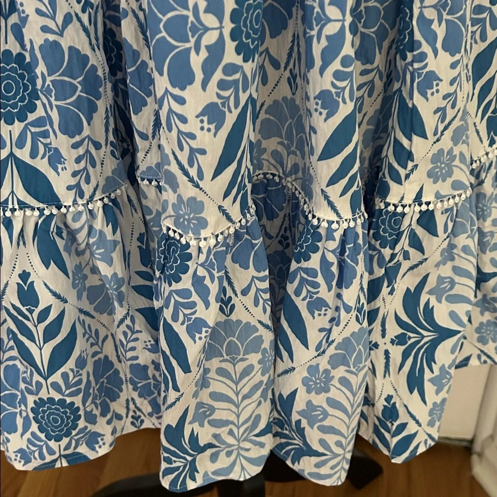 Ellen Tracy Blue Floral Spring Dress L - Picture 5 of 5